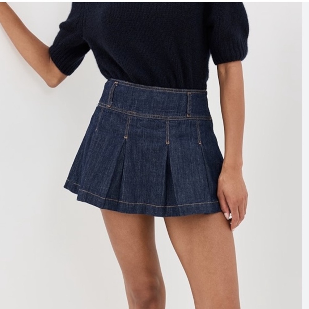 Reformation Indigo Pleated Denim Skort